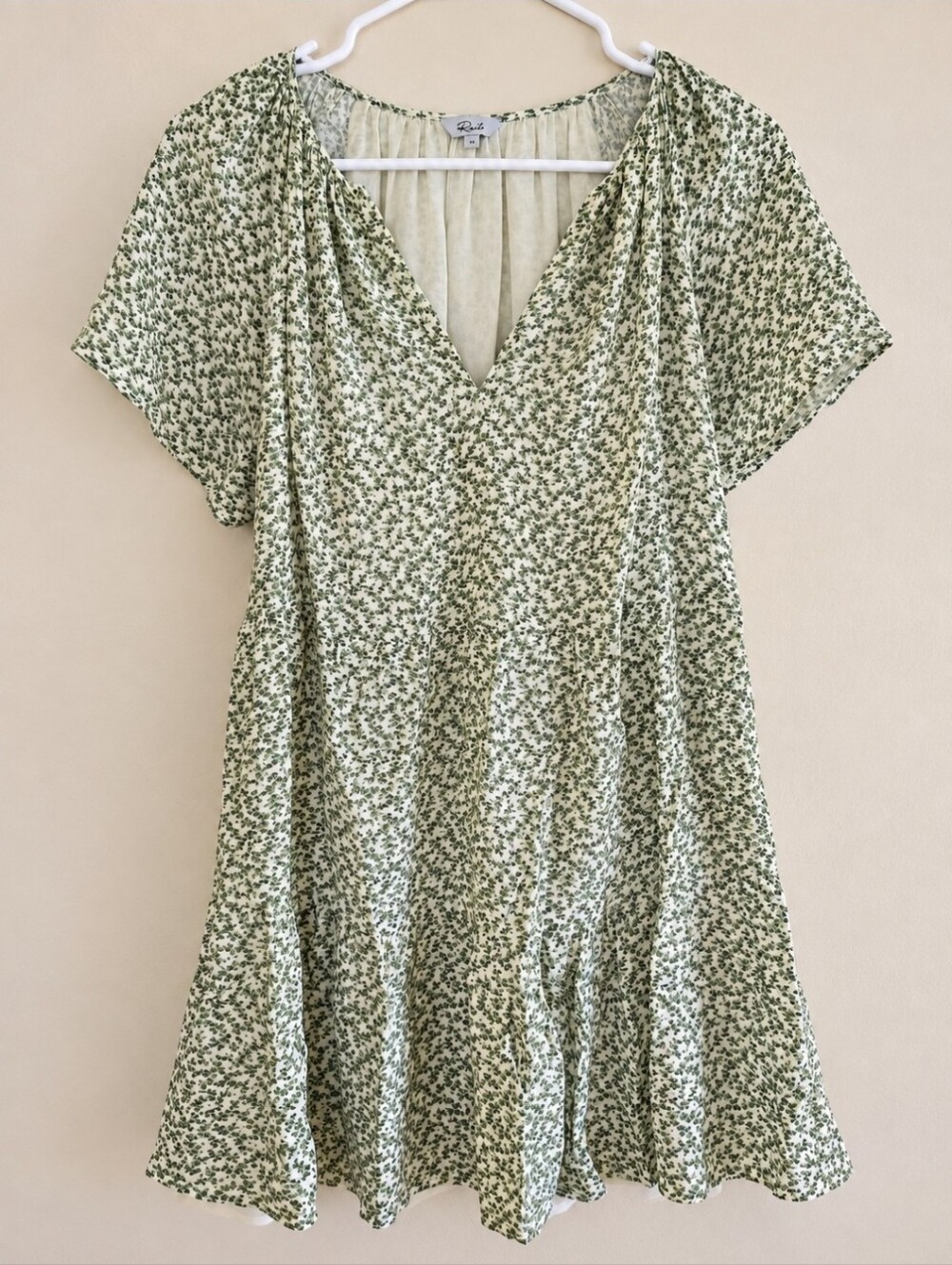 Rails Clarissa Floral Mini Dress XS Green Garden Flutter Sleeve Boho Cottagecore